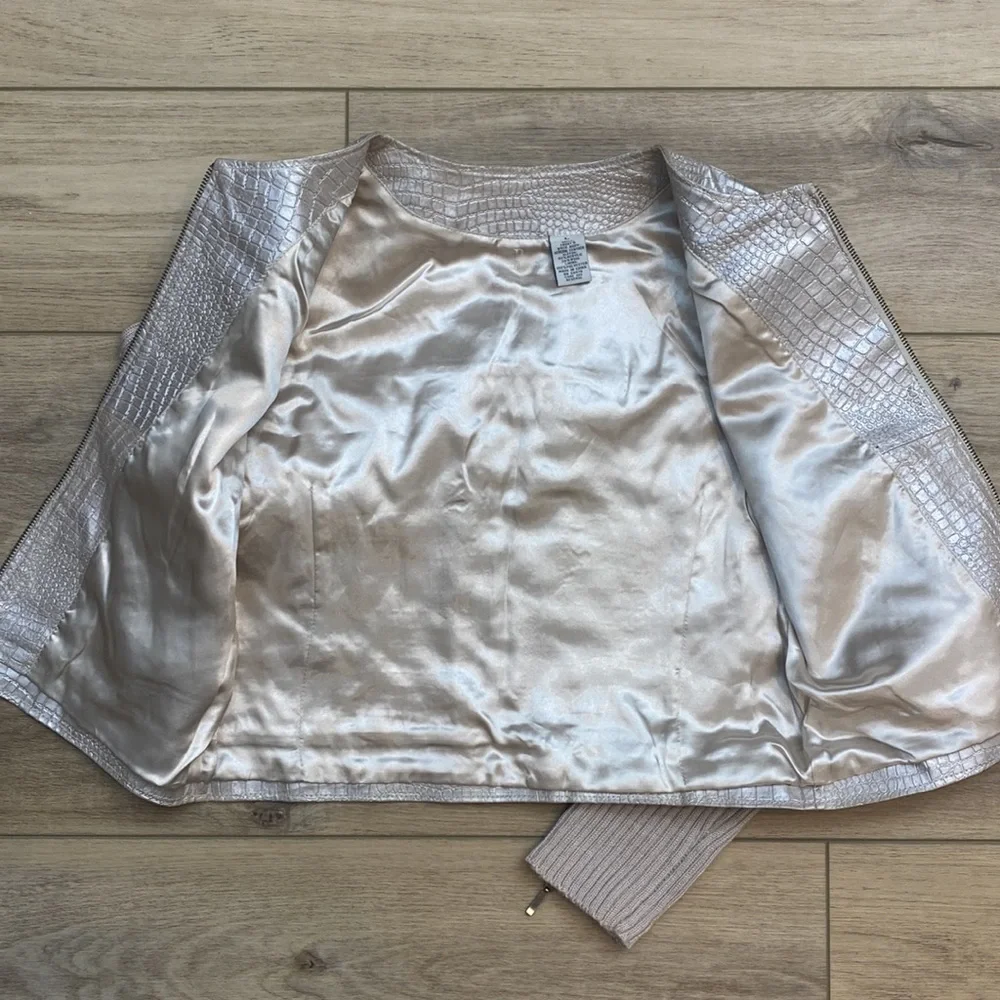 Phosphorus‎ Genuine Leather Knit Sleeve Moto Jacket